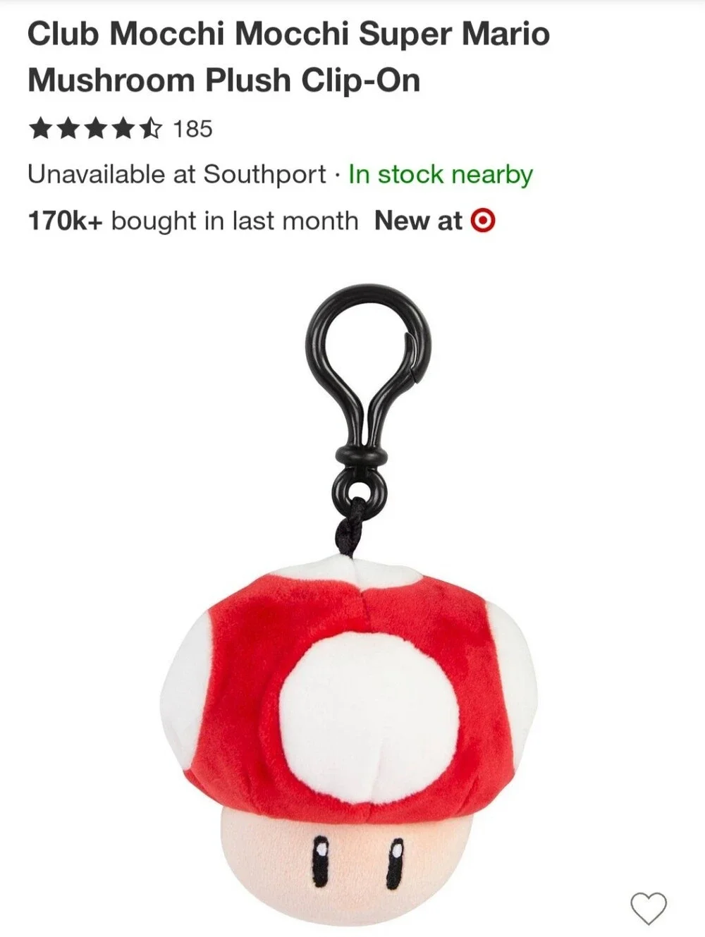 Club Mocchi Mocchi Super Mario Mushroom Plush Clip On Keychain